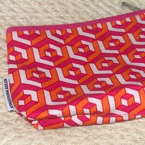 Jonathan Adler Pink and Orange Hexagon makeup bag new